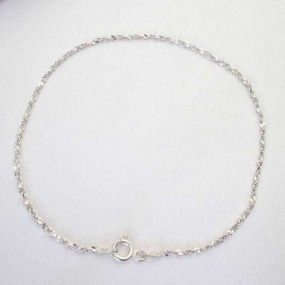 Dainty 9" Sterling Silver Ankle Bracelet, Real Silver Anklet, Stamped 925 ITALY - Picture 8 of 9